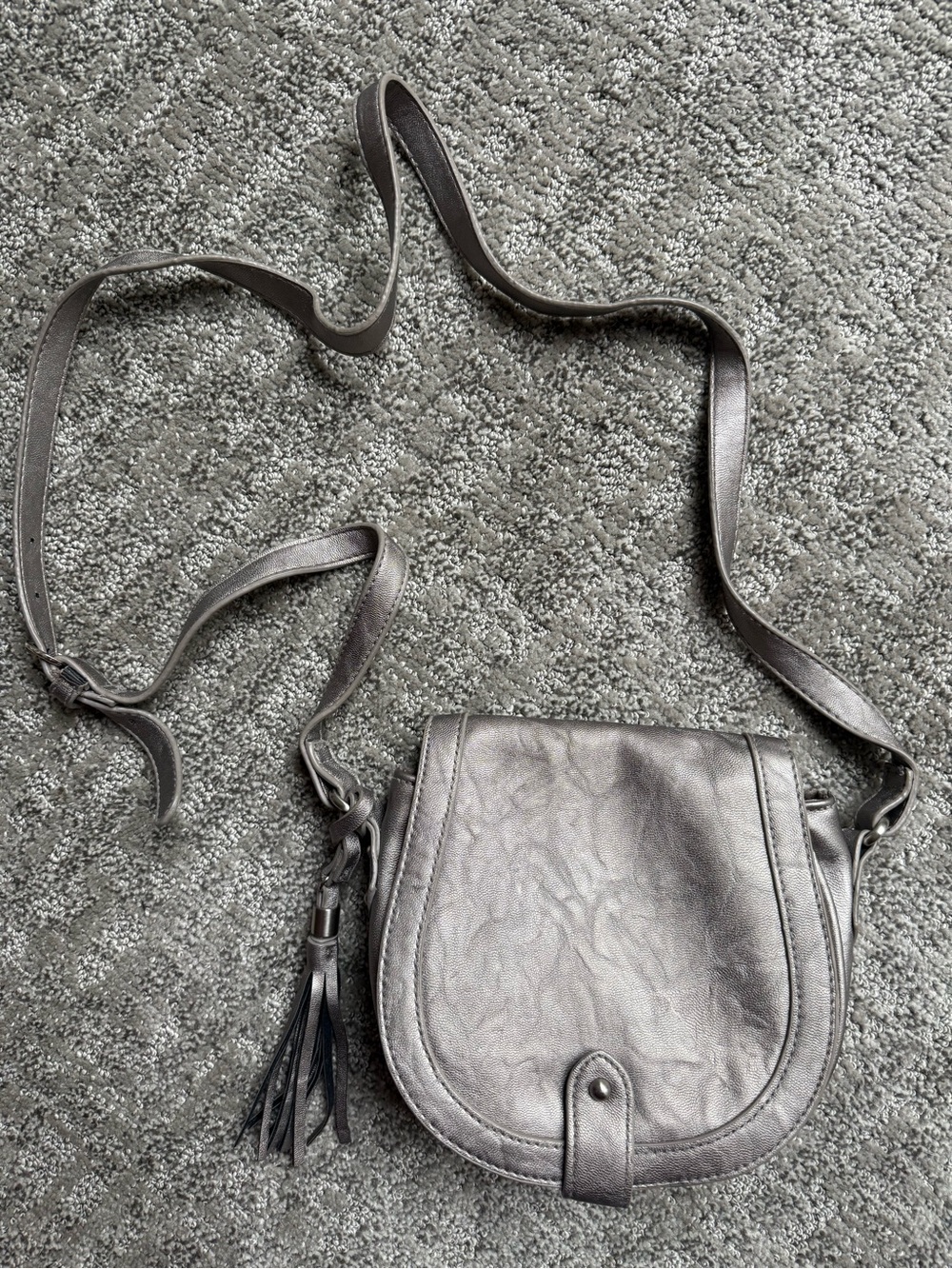 Metallic Gray Tassel Crossbody Bag for Women